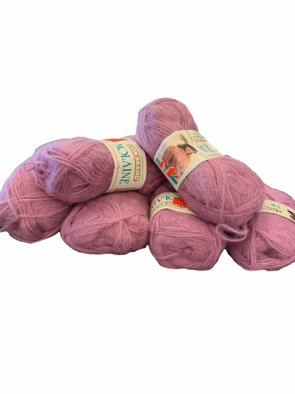 Mohair Style Lion Brand Molaine 3 Ply Lavender 83183 6 Skeins Total 8.5 Oz NEW‎